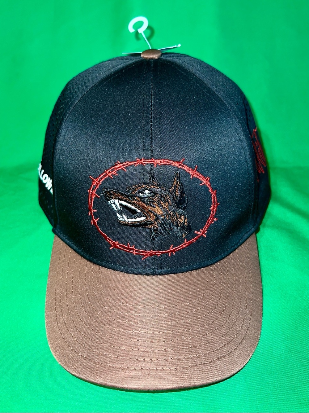 TUFF CROWD Black & Brown Trucker Cap w/ Embroidered Dog Motif BEWARE 🔥🐾🧢